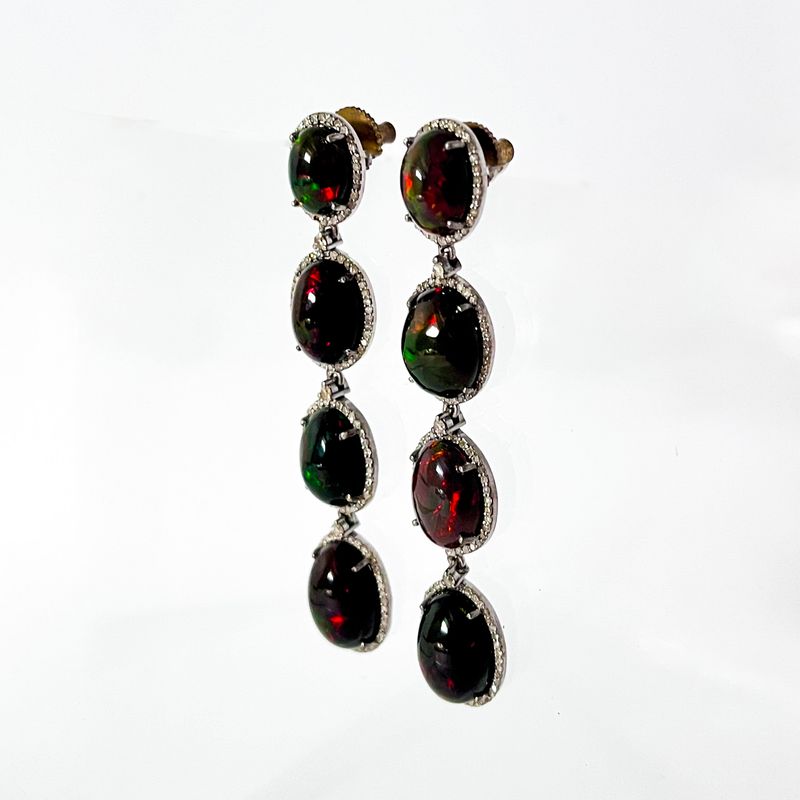 Black Opal Oval Drops