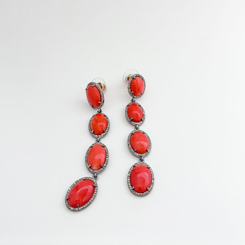 Long Coral Oval Drops