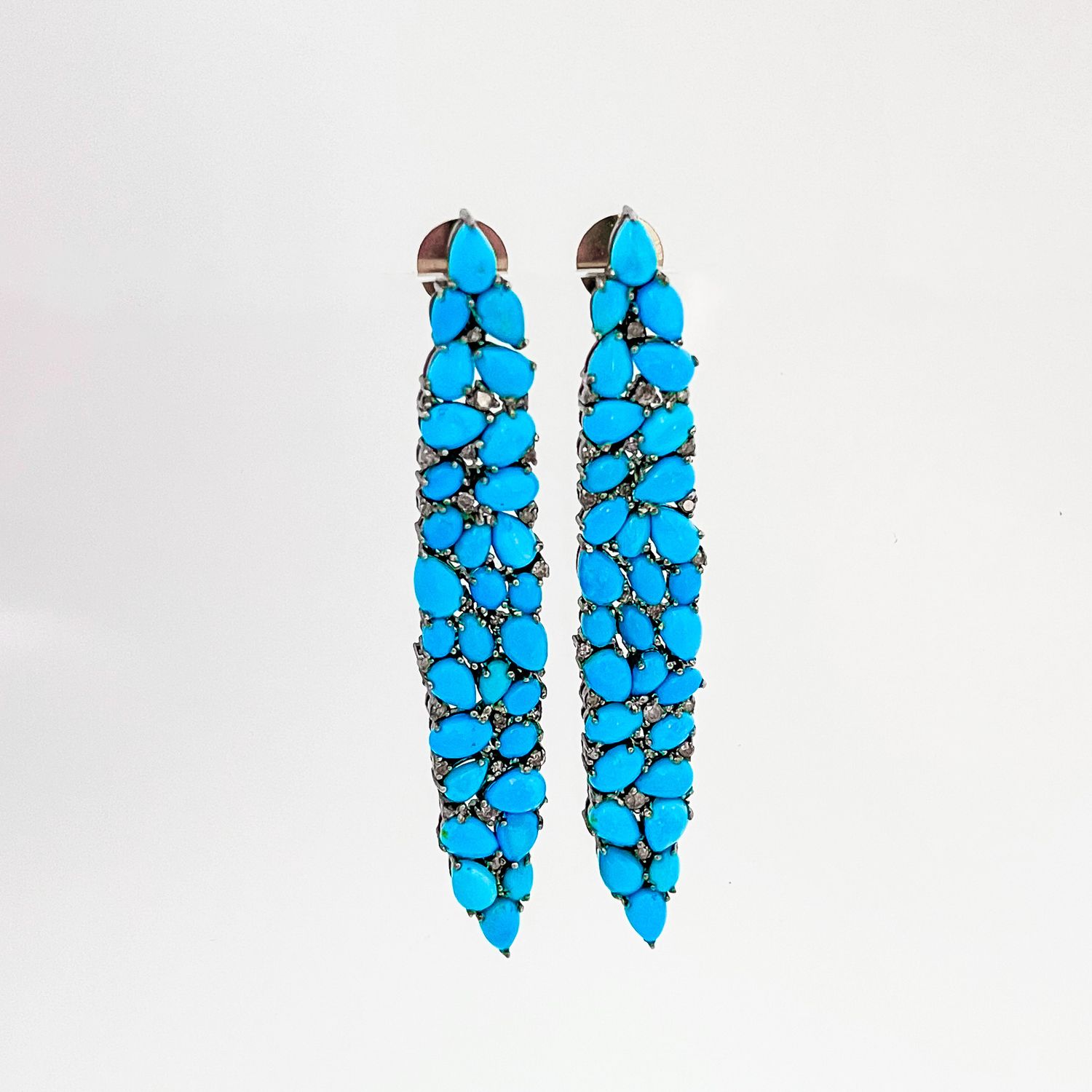 Long Pave Turquoise Marquis