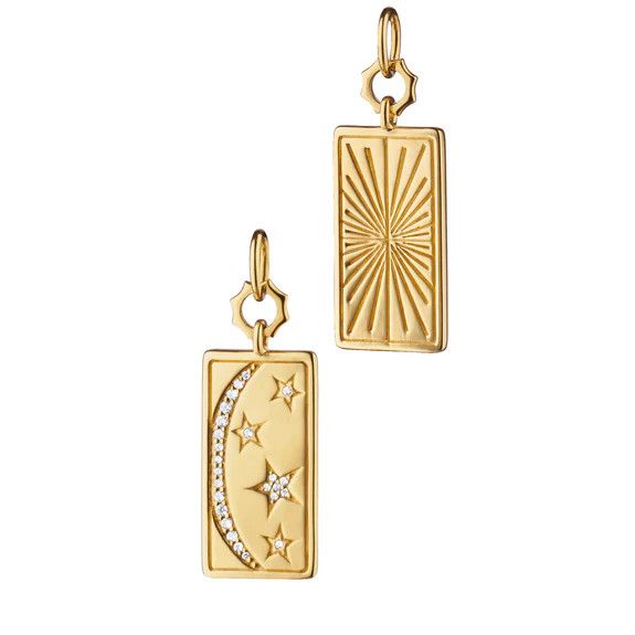 Charm- 18k YG 7/8&quot; My Sun, Moon Stars Tag