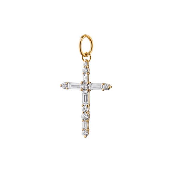 Charm- 18k YG Diamond Cross