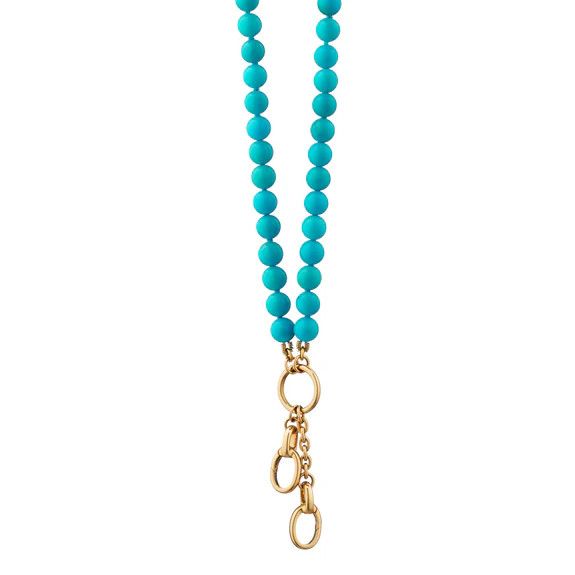Necklace- 18k YG 18&quot; Turq Charm Enhancer Chain