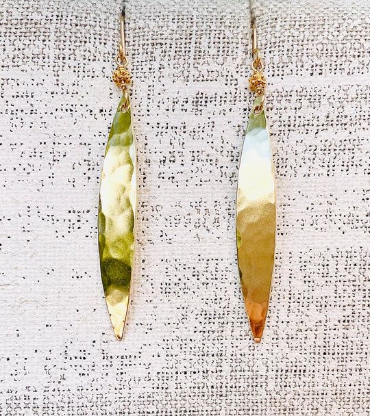 Earring- 14k GP Willow Leaf