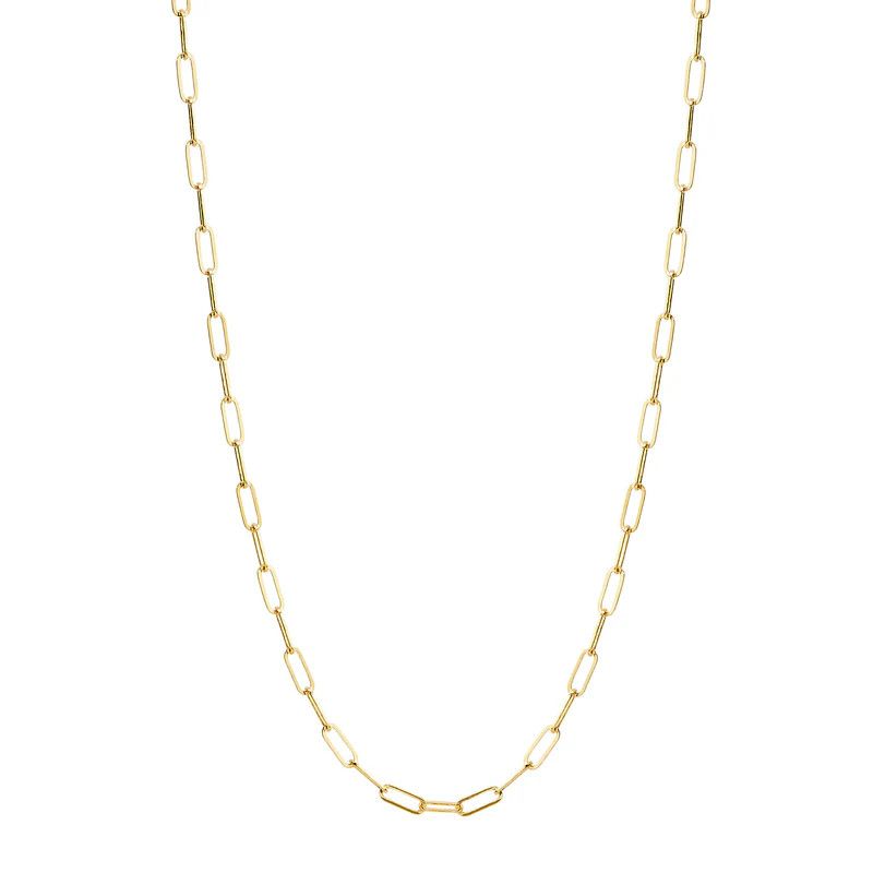 18&quot; 18k Solid Thin Paperclip Chain