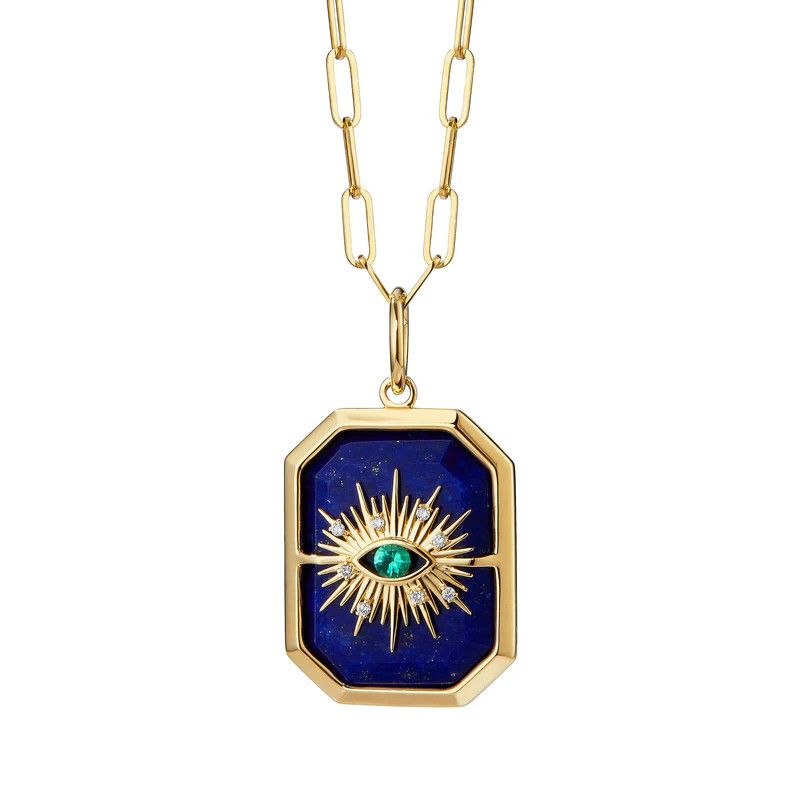 18k Chakra Evil Eye Pendant w. Lapis
