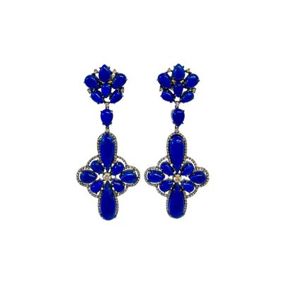 Lapis Flower Drop Earrings