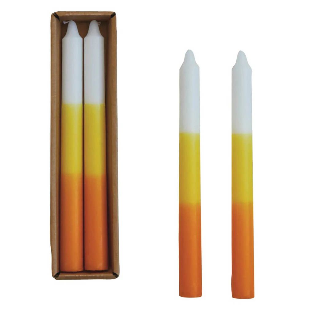 Candy Corn Taper Candles S/2