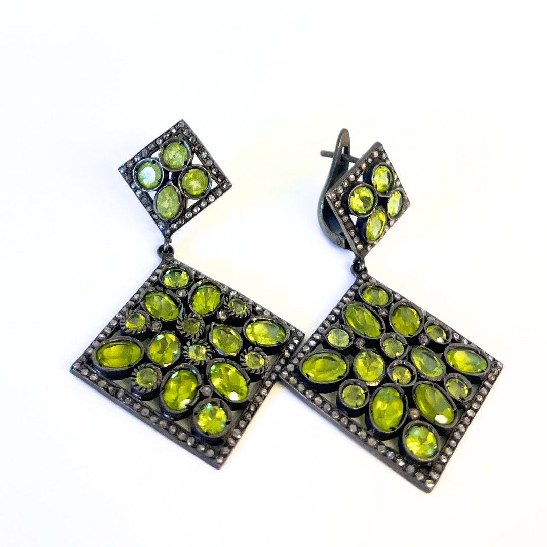 Earrings- Peridot Diamond Drop