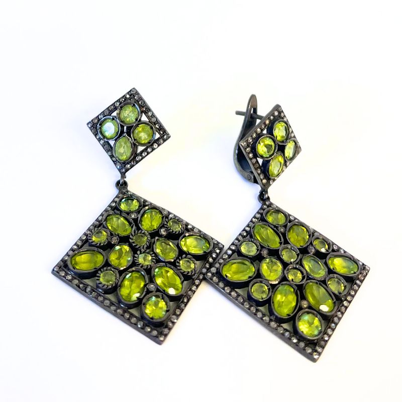 Earrings- Peridot Diamond Drop