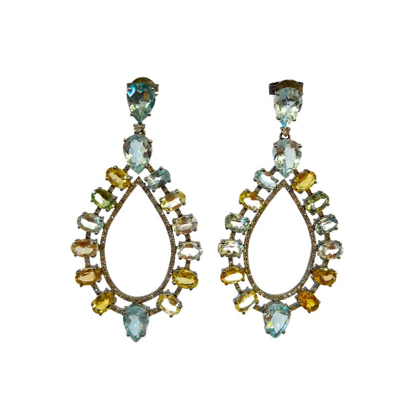 Aquamarine Earrings w. Diamonds .8ct