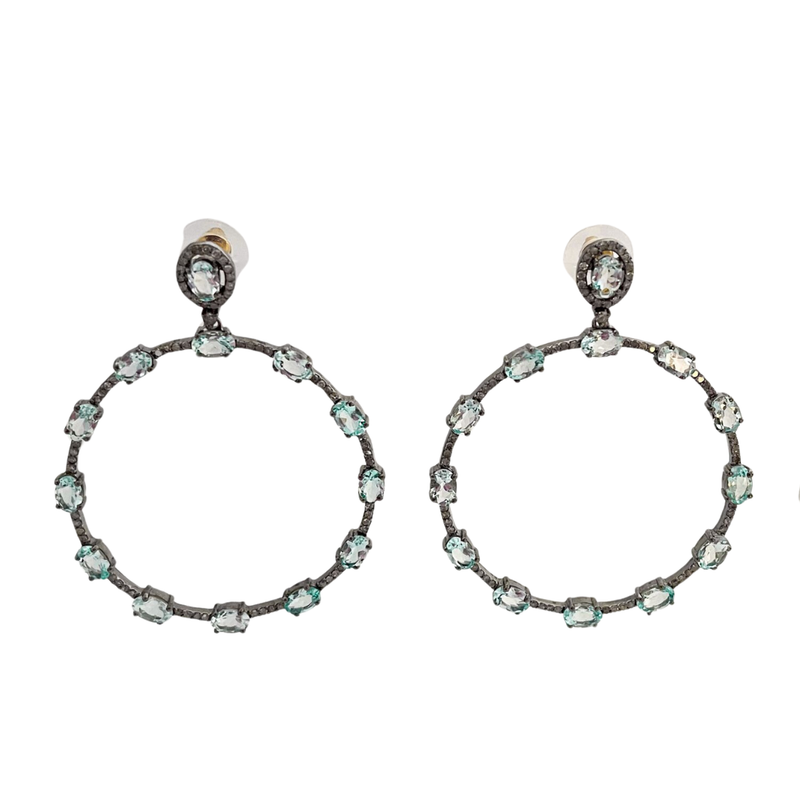 Lg Open Circle Aquamarine Earrings