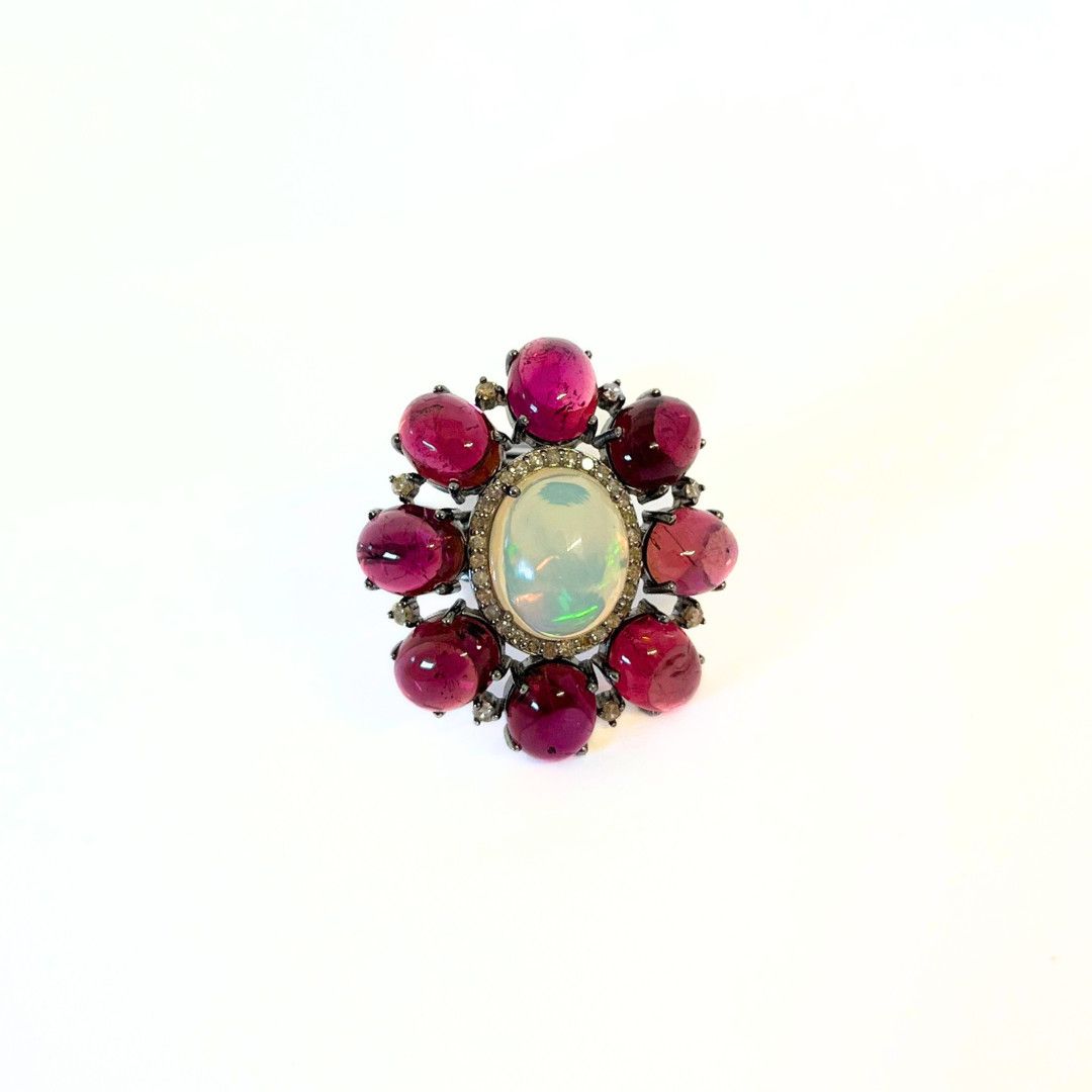Ring- Pink Tourmaline &amp; Opal
