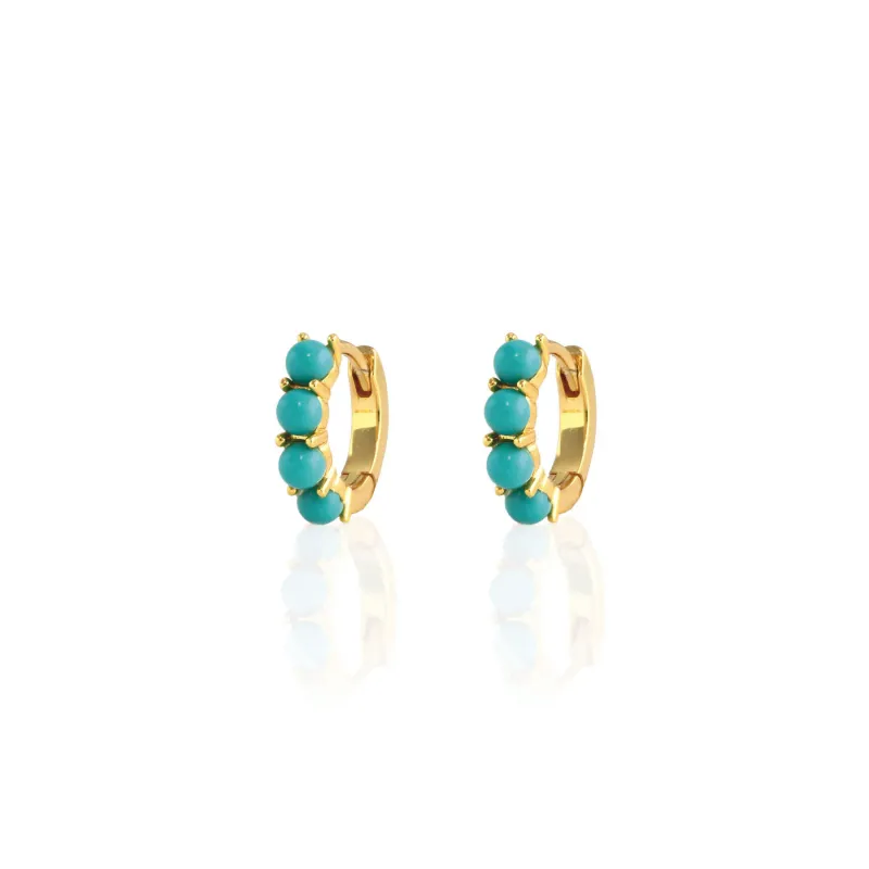 Earrings- Turquoise Huggie Hoops