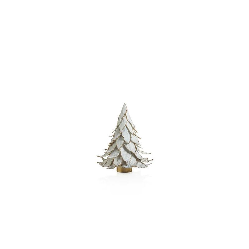 Wht Leaf Tree, Gld Trim, 8&quot;