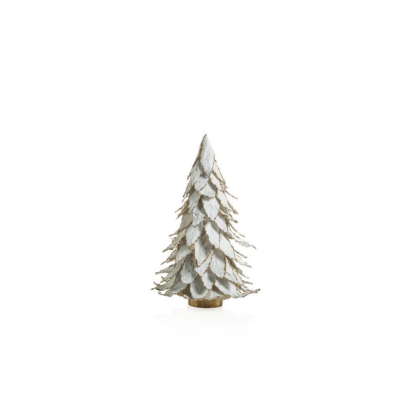 Wht Leaf Tree, Gld Trim, 12.25&quot;