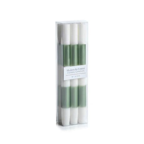 S/6 Festive Green Taper Candles