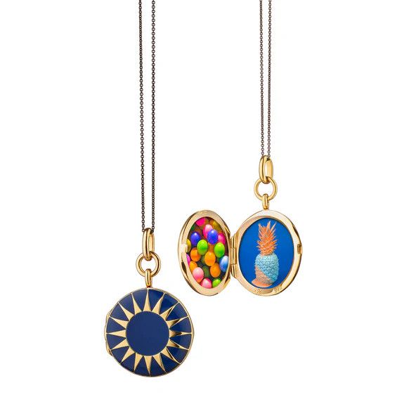 Locket- Enamel, SS / 18k GV, Navy w. Sun Detail