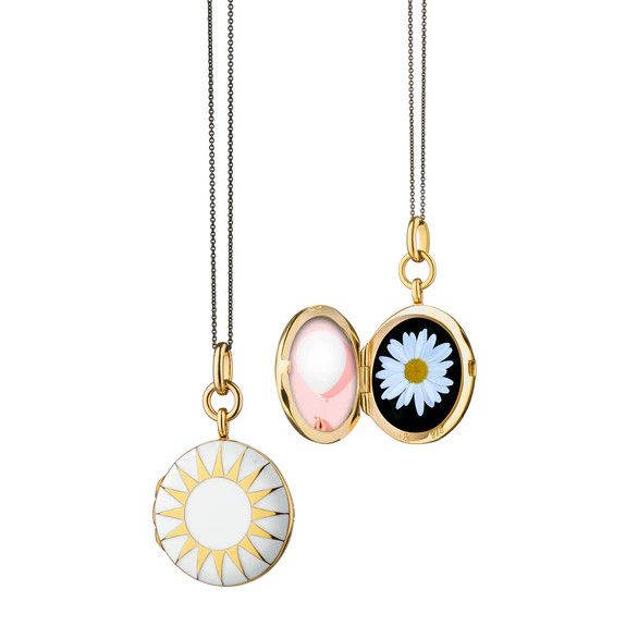 Locket- Enamel, SS / 18k GV, White w. Sun Detail