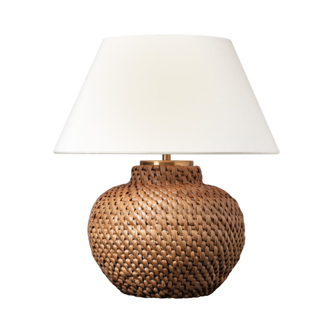 MF 3004NRT-L-CL Avedon n 11&quot; Cordless Accent Lamp in Natural Rattan with Linen Shade