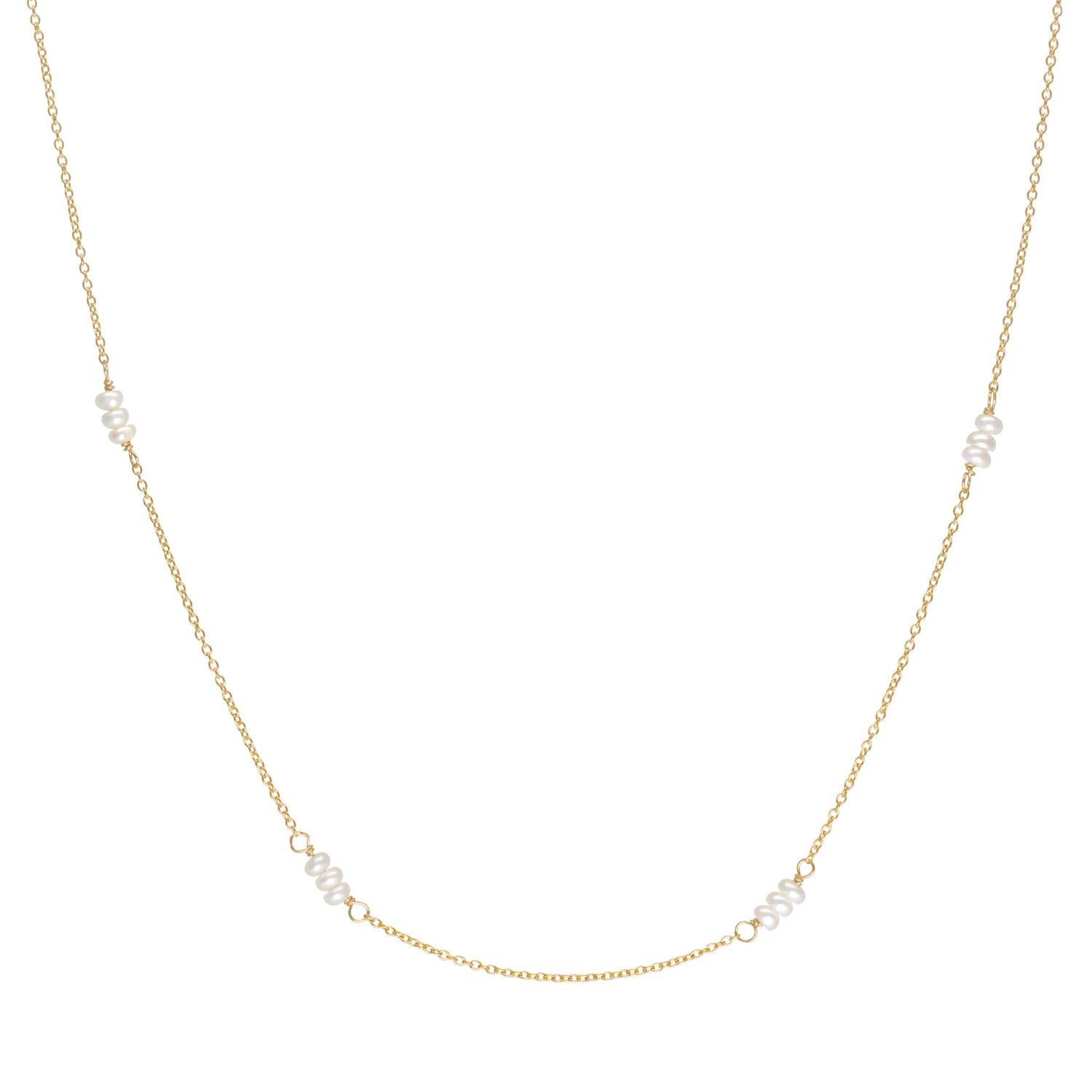 Necklace- &#39;Luna&#39; Freshwater Pearl Station 18k