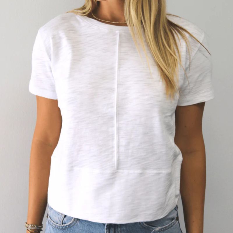 Celia Perfect Length Tee, White, Size: XS