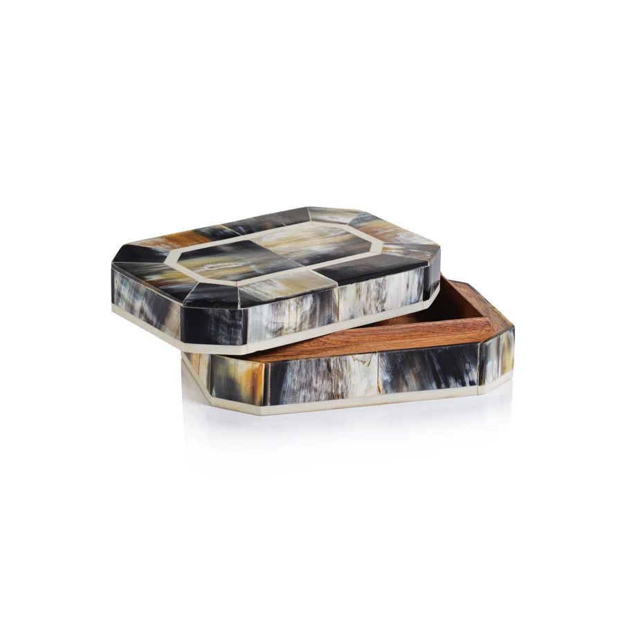 Corviglia Black Horn Box Ivory Trim