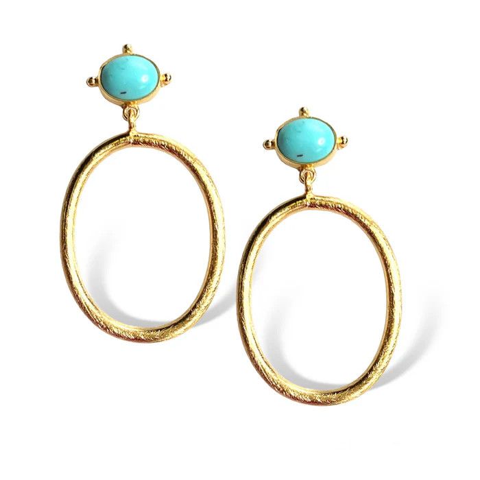 Earrings- Gemstone Hoop, Turq
