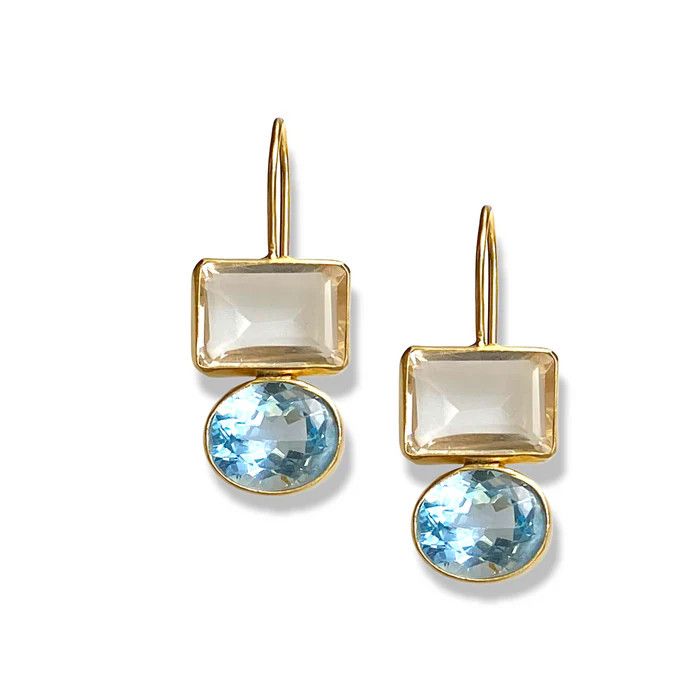 Earrings- Blue Topaz &amp; quartz Middie