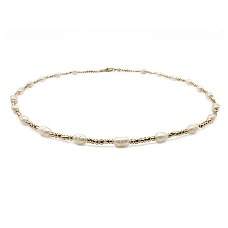 Necklace- Rice Pearl Patterned 2mm GF