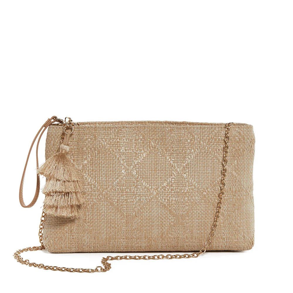 Luxe Bali Straw Clutch- Sand