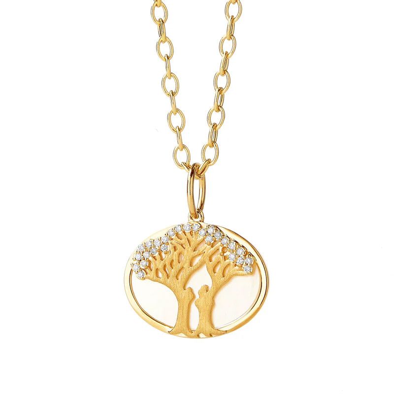 18k Jardin Tree Pendant MOP &amp; Dia