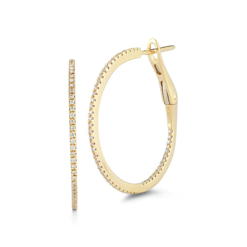 Earrings- Medium Diamond Hoops 14k Yellow gold w .24tcw Diamond