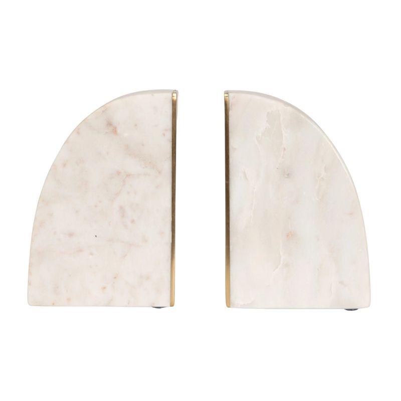 Marble Bookends w. Brass Inlay