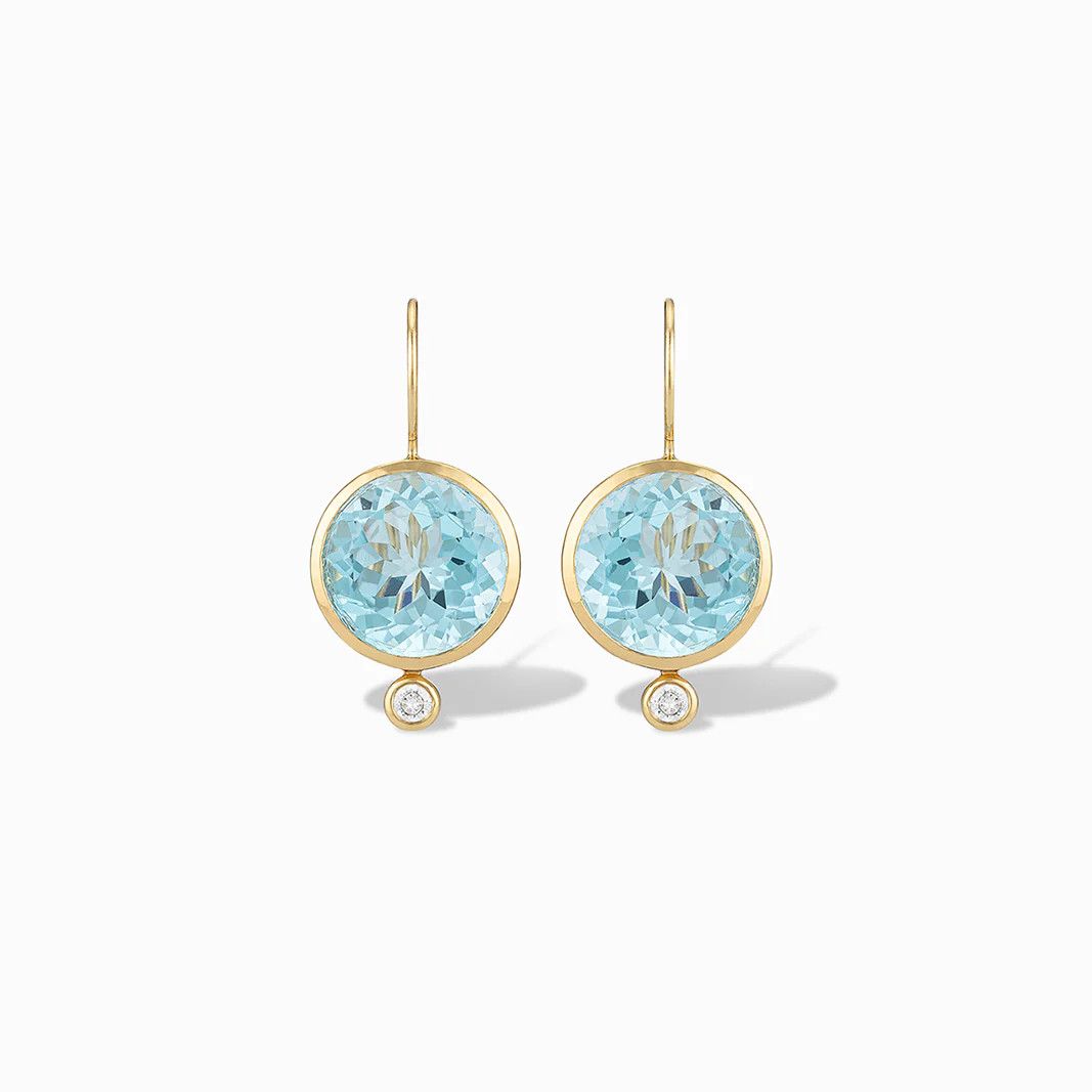 ER- Faceted Tiny Mini Drop- Sky Blue Topaz