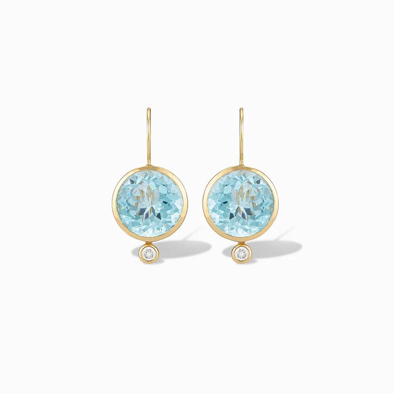 ER- Faceted Tiny Mini Drop- Sky Blue Topaz