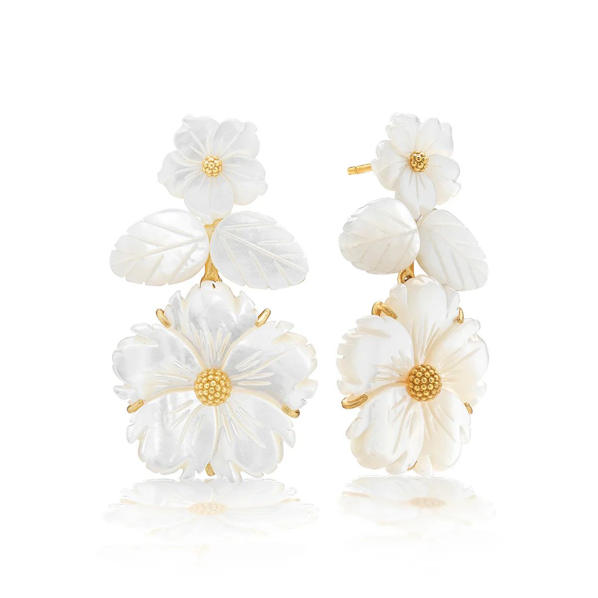 Mermaid Garden Floral Drop Earrings MOP