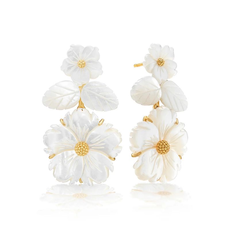 Mermaid Garden Floral Drop Earrings MOP