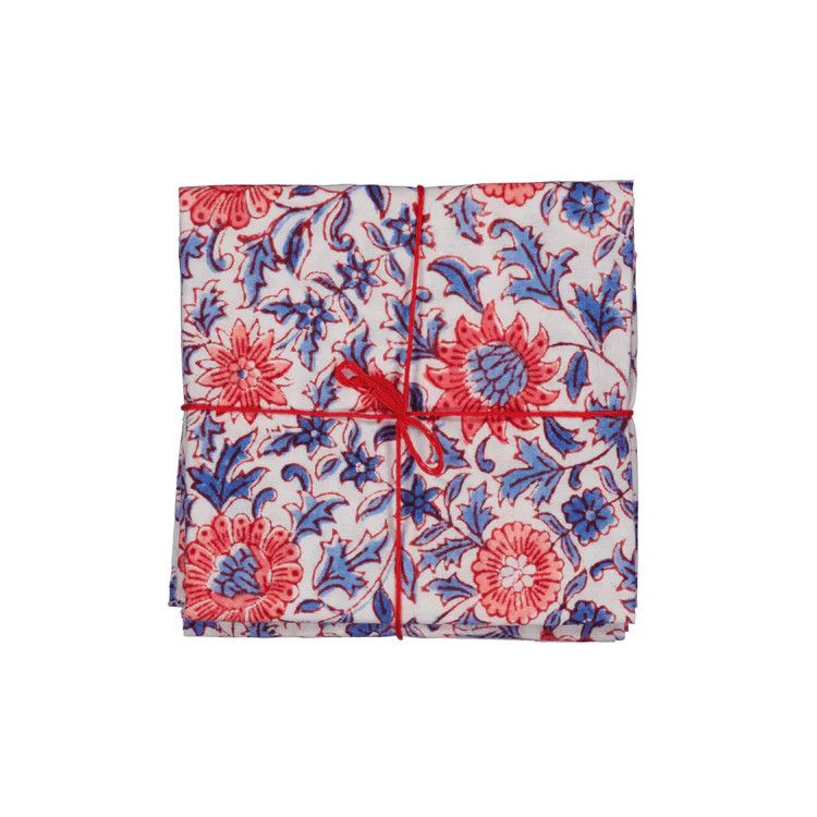 S/4 Cotton Napkins-, Pattern: Eden Cobalt