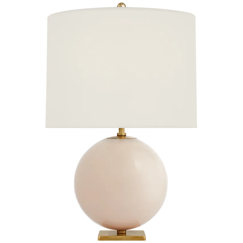 KS 3014BLS-L Elsie Table Lamp in Blush Painted Glass with Cream Linen Shade