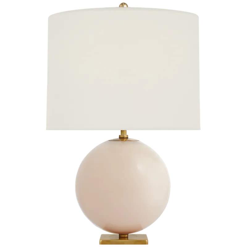 KS 3014BLS-L Elsie Table Lamp in Blush Painted Glass with Cream Linen Shade