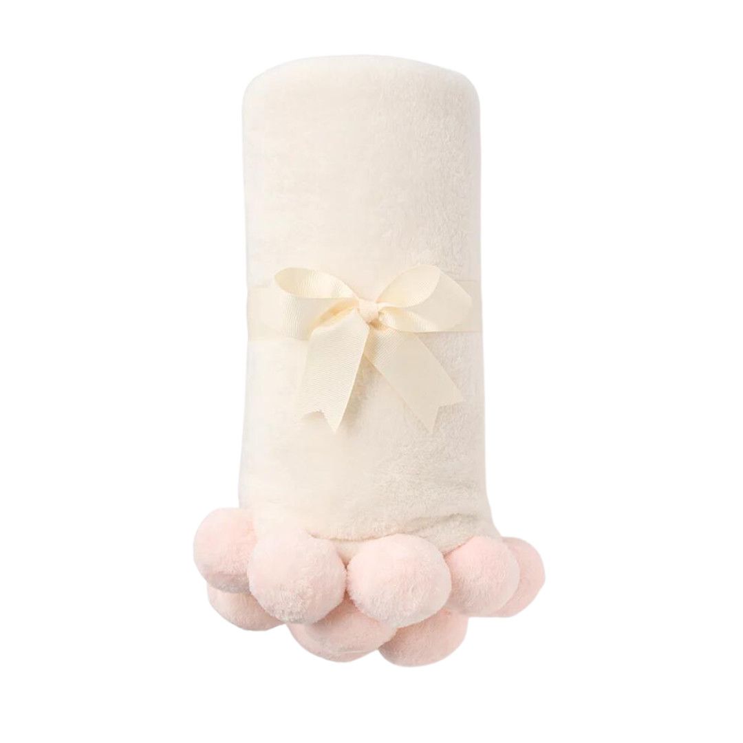 Pom Fleece Baby Blanket, Color: Pink