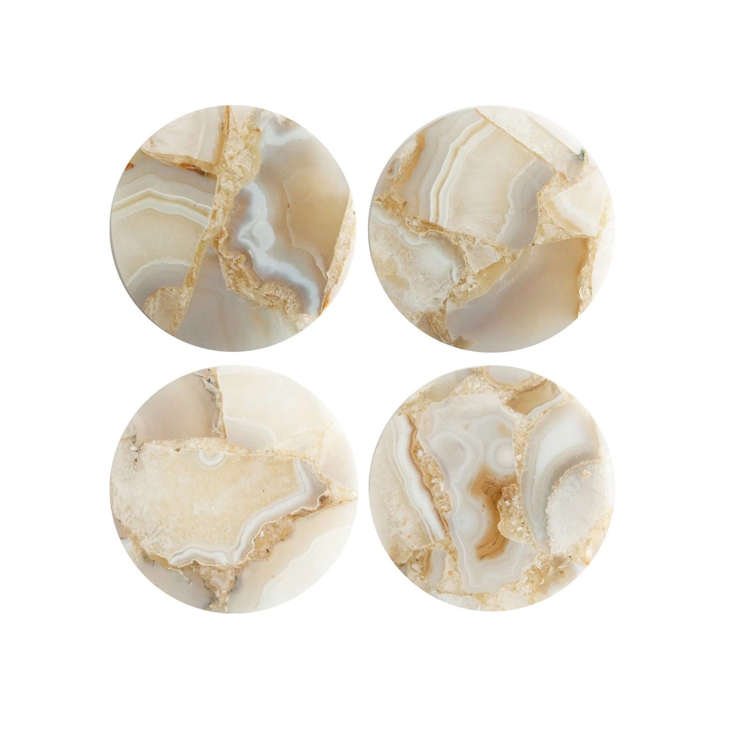S/4 Round Agate Coasters, Multi
