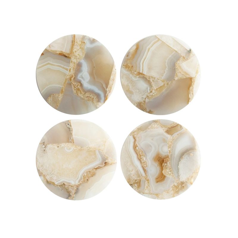 S/4 Round Agate Coasters, Multi