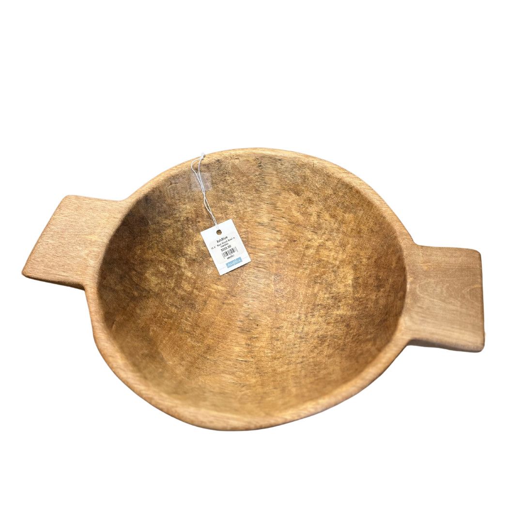 15.5&quot; Med Wood Bowl w. Handles