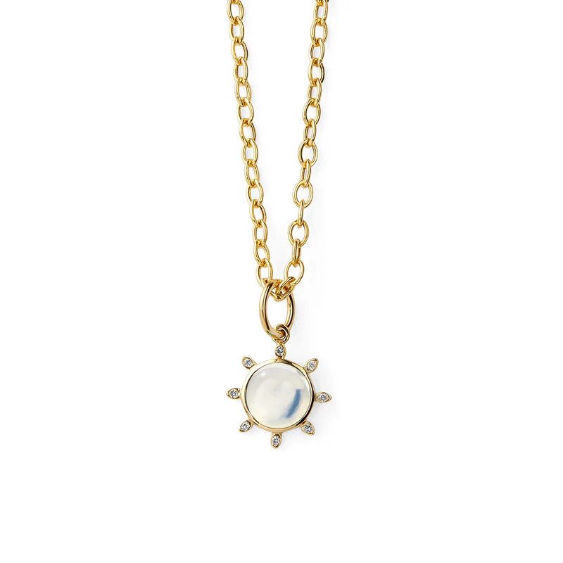 18k Cosmic Sun Pendant Moon Quartz / Dia