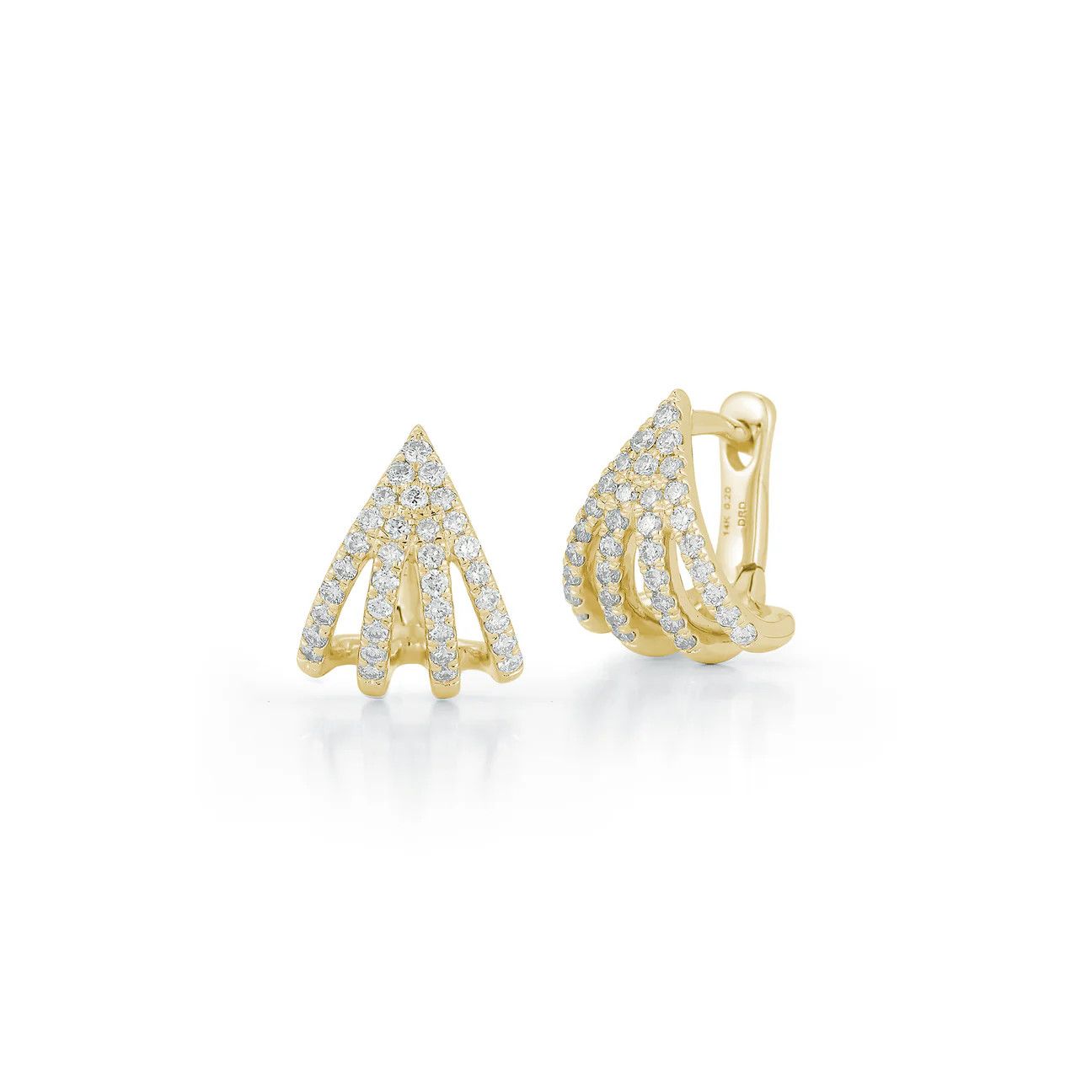 Earrings- Sarah Leah 4 Burst Huggies 14k YG .41 ct