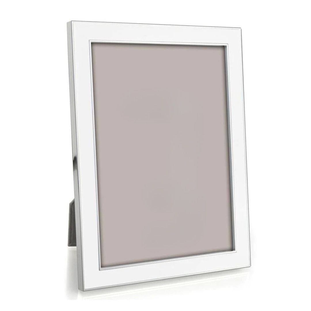 5x7 15mm White Enamel &amp; Silver