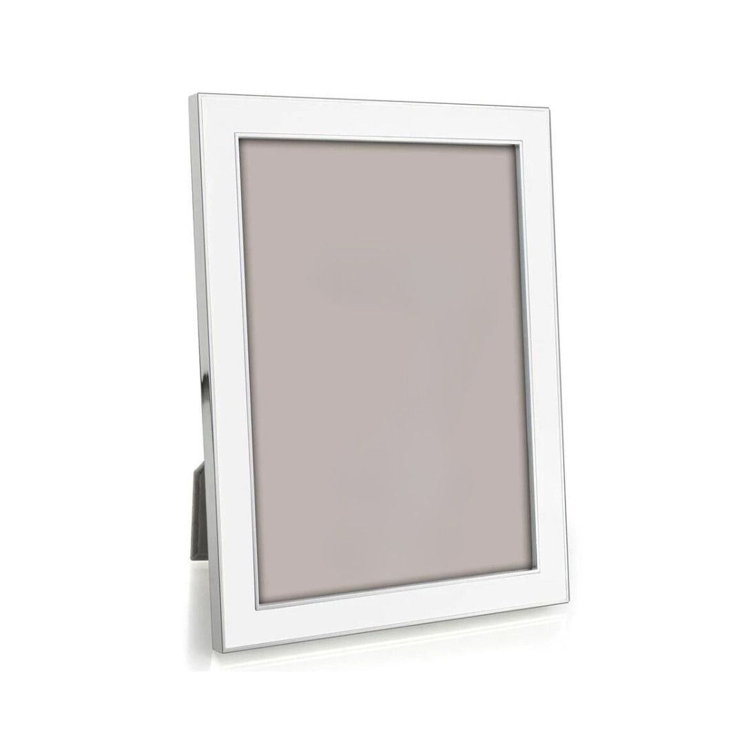 4x6 15mm White Enamel &amp; Silver