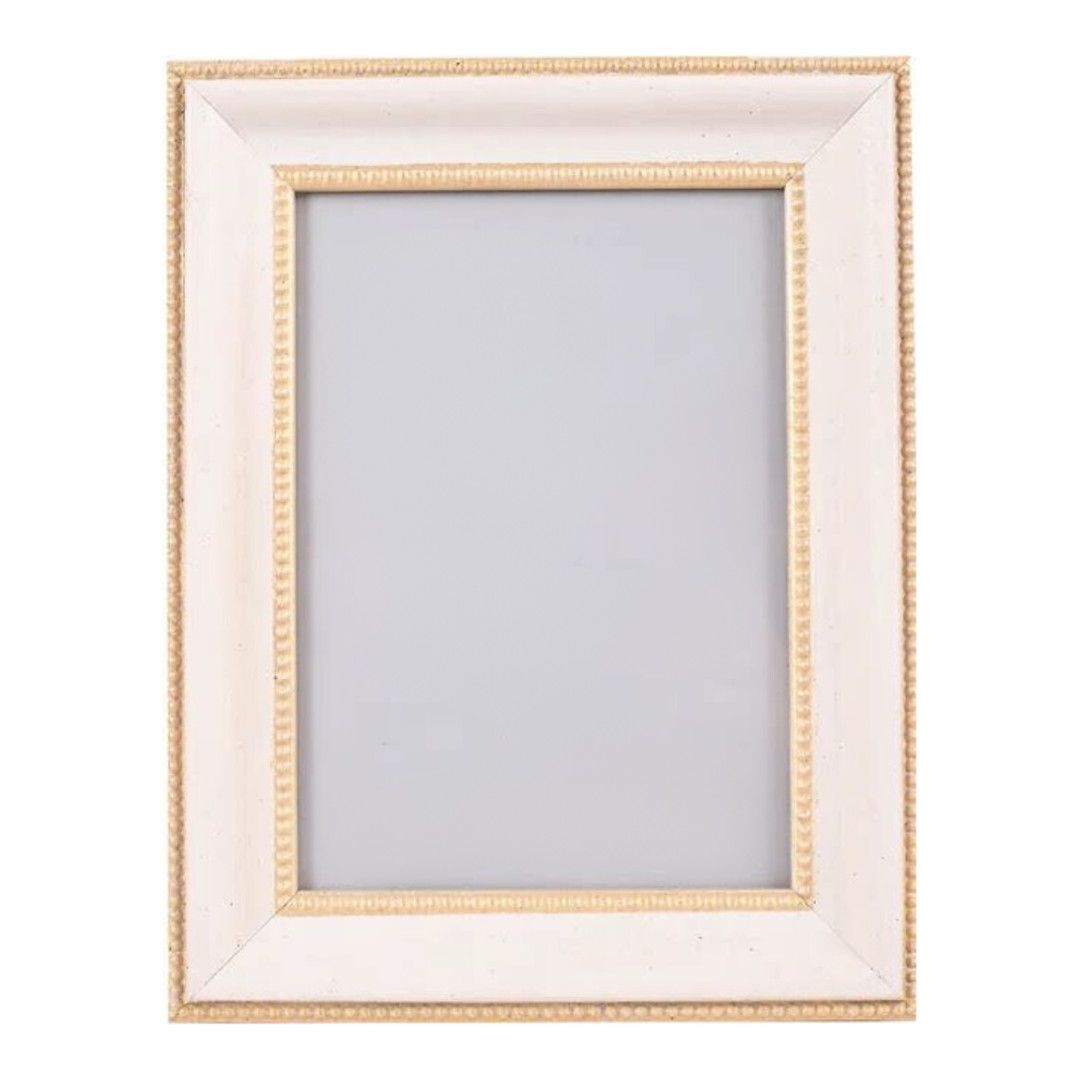 8x10 White w. Gold Beads