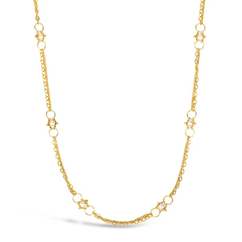 Necklace- Whisper Chain Pearl 16-18&quot; 18k